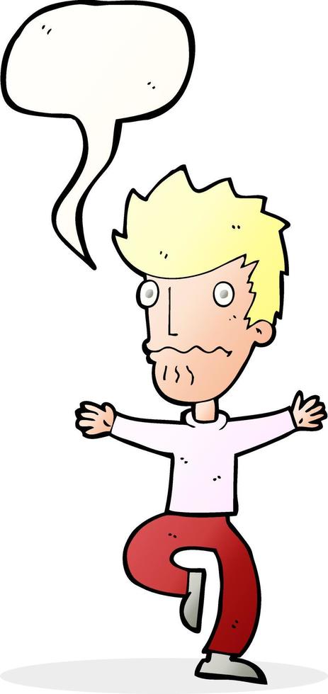 cartoon frightened man with speech bubble vector