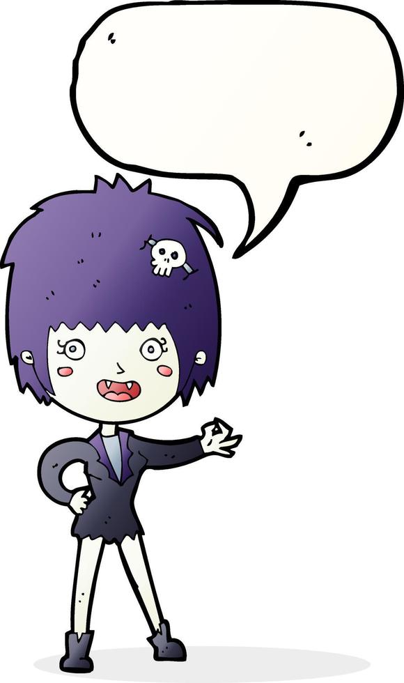 cartoon vampire girl with speech bubble vector