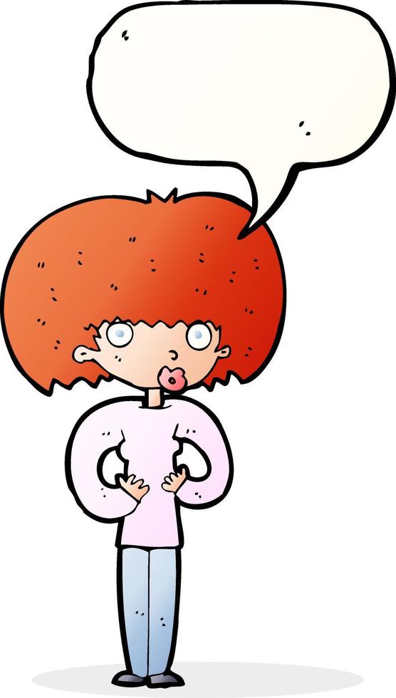 cartoon surprised woman with speech bubble vector