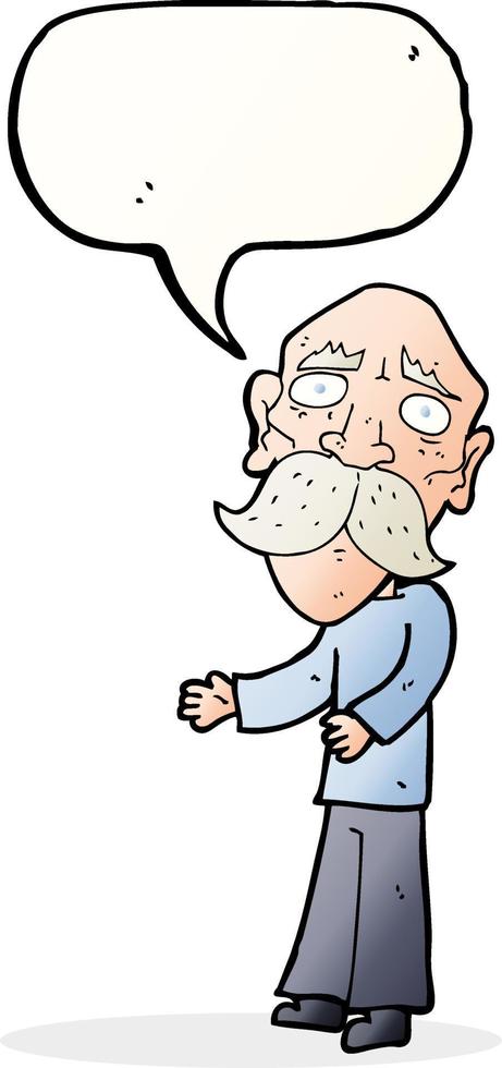 cartoon lonely old man with speech bubble vector
