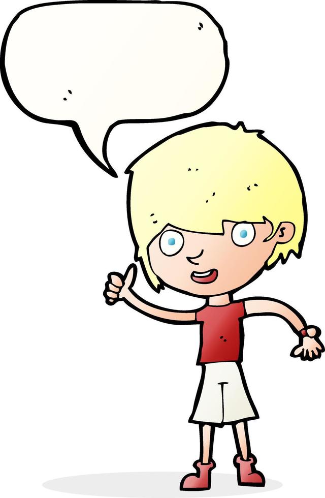 cartoon boy with positive attitude with speech bubble vector