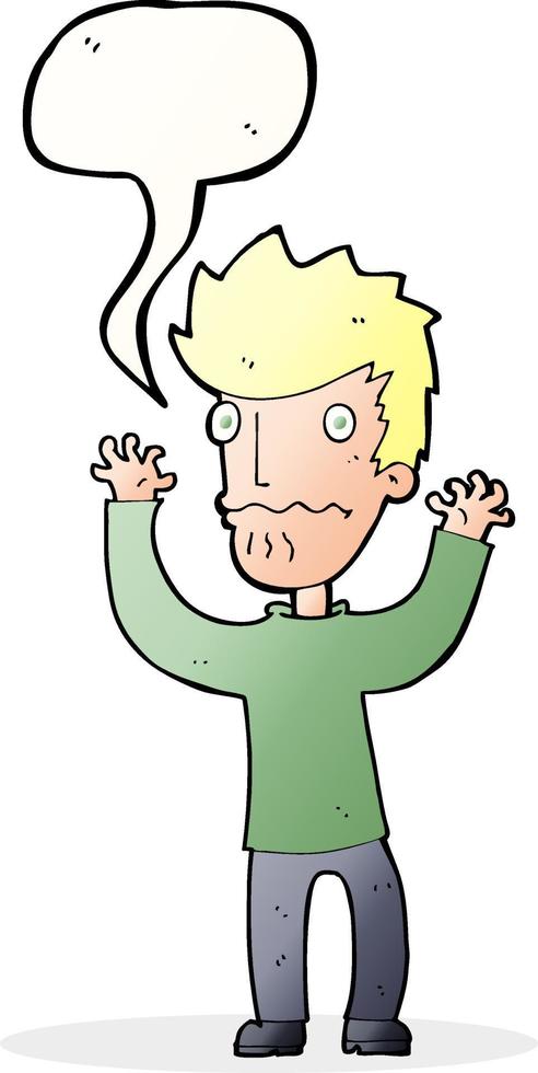 cartoon frightened man with speech bubble vector