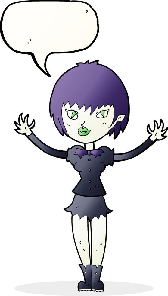 cartoon vampire girl with speech bubble vector
