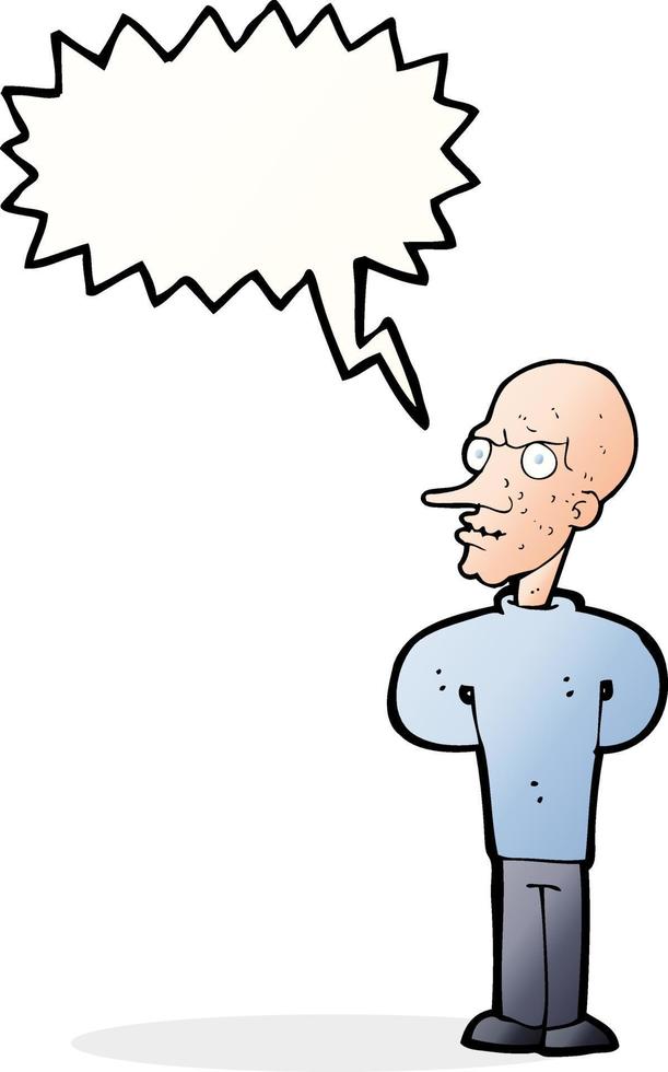 cartoon evil bald man with speech bubble vector