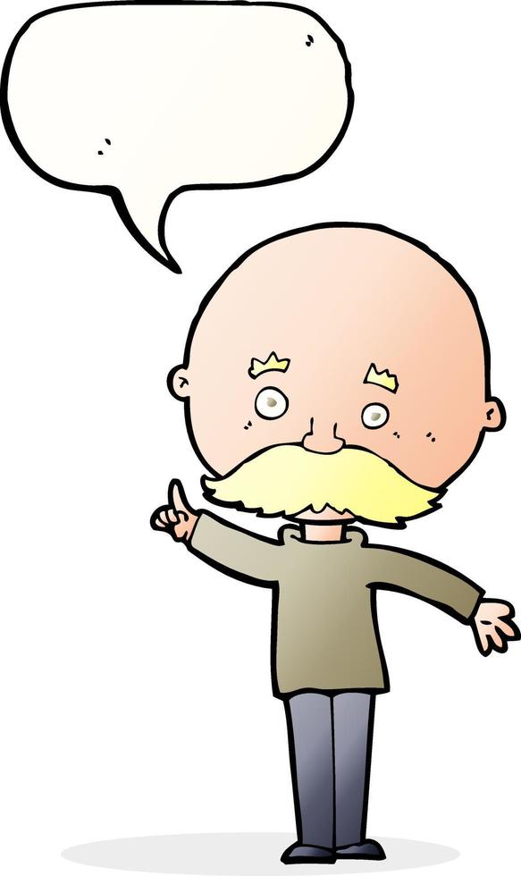 cartoon bald man with idea with speech bubble vector