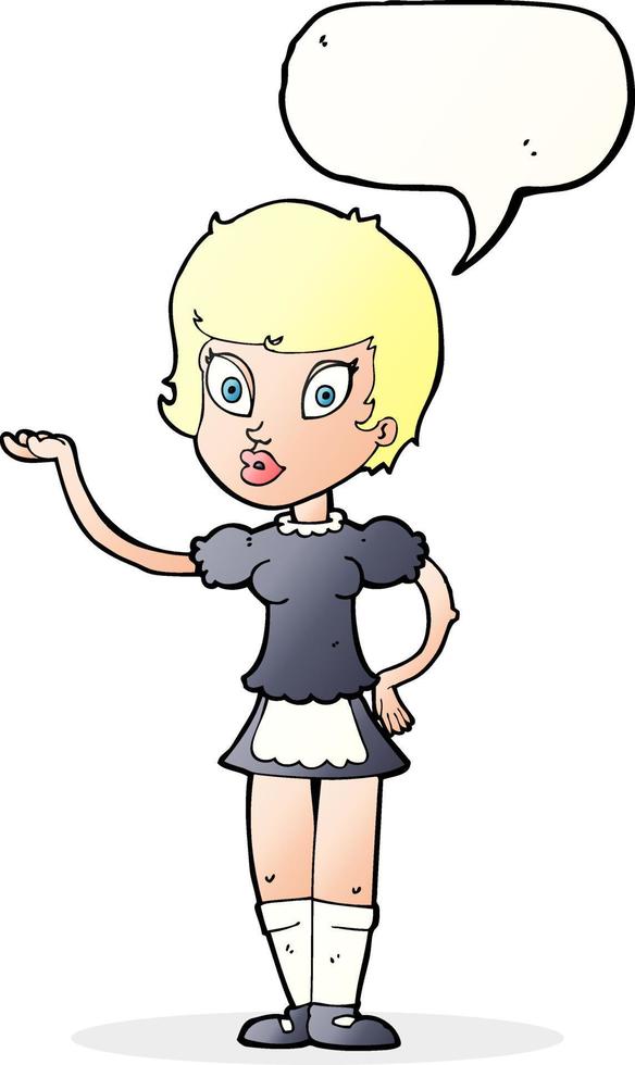 cartoon waitress with speech bubble vector