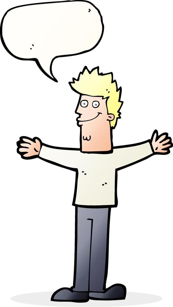 cartoon happy man with speech bubble vector
