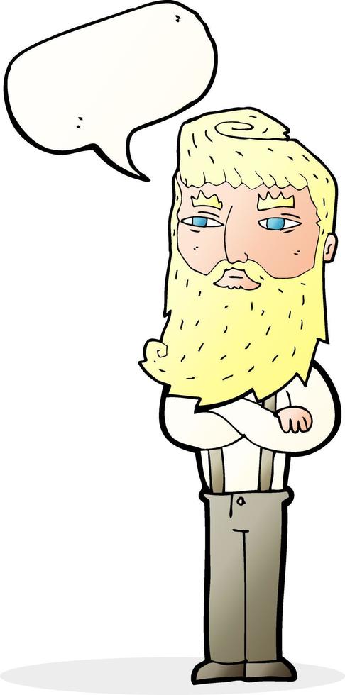 cartoon serious man with beard with speech bubble vector