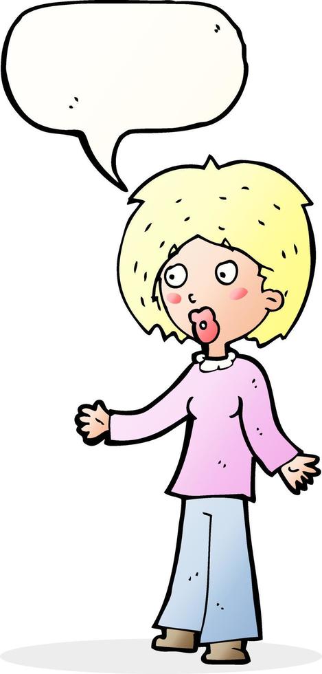 cartoon surprised woman with speech bubble vector