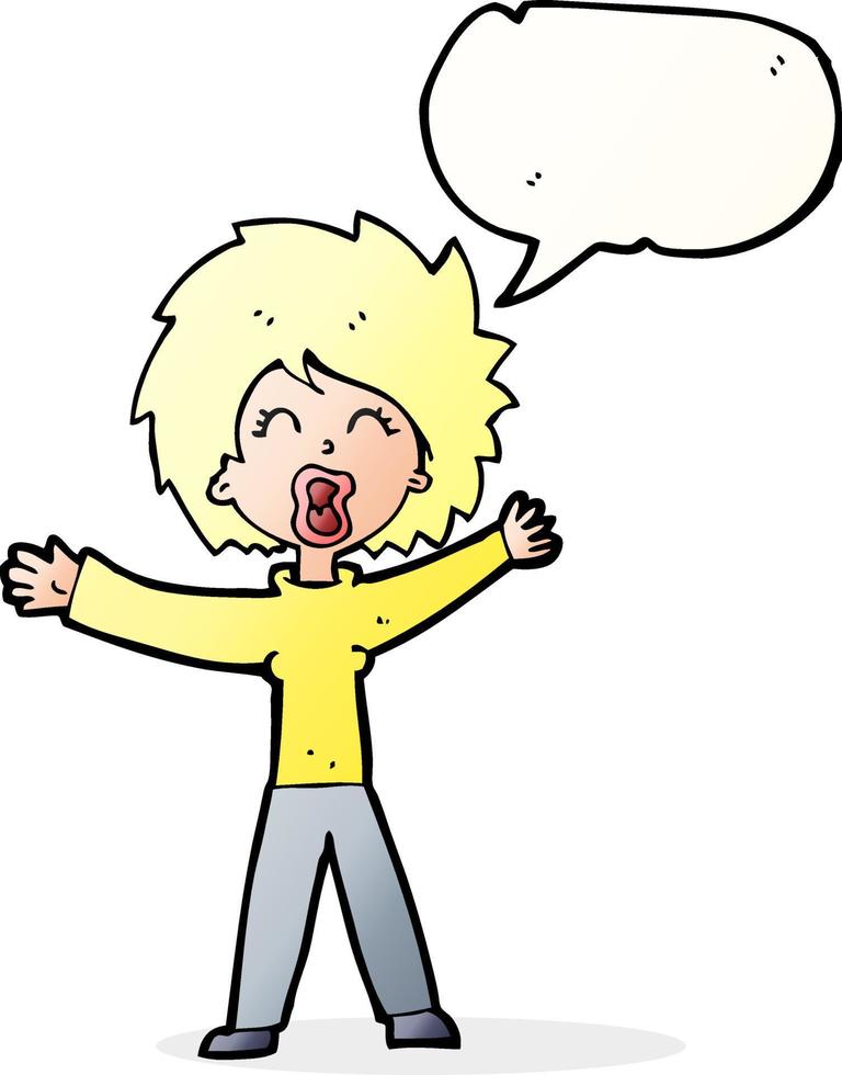 cartoon woman shouting with speech bubble vector