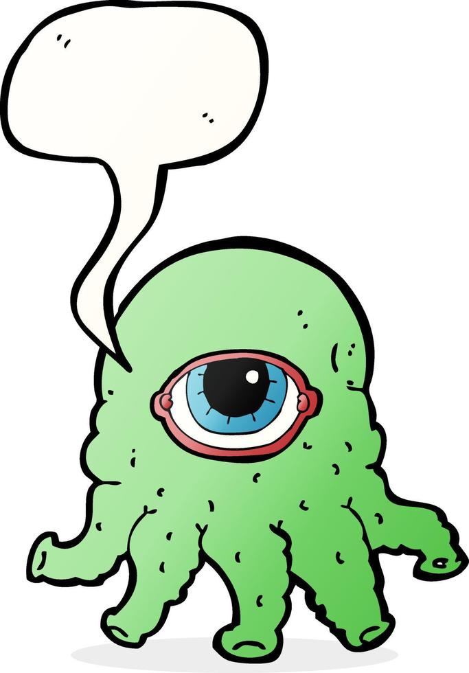 cartoon alien head with speech bubble vector