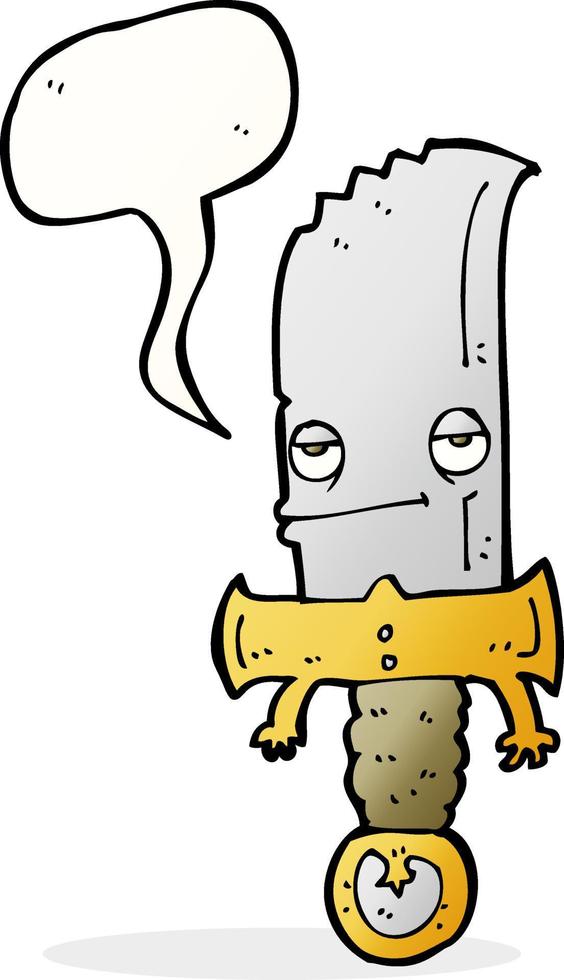 knife cartoon character with speech bubble vector