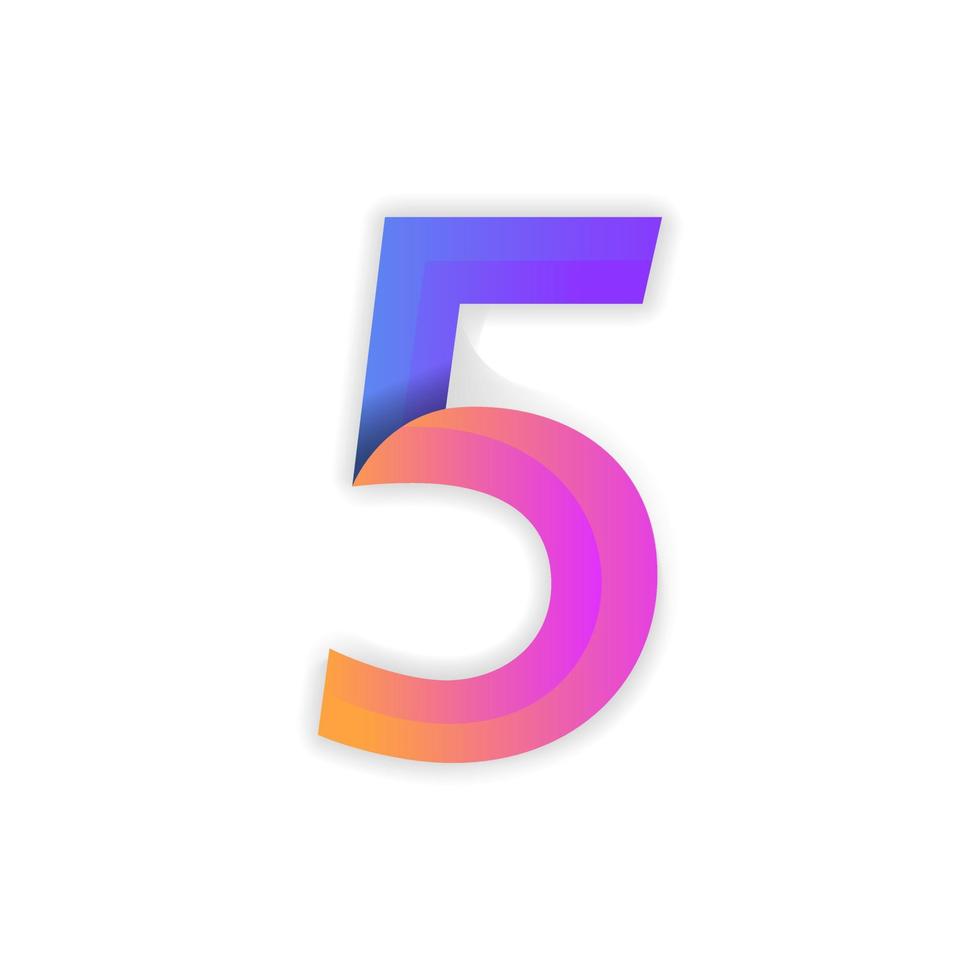 Number 5 gradient design vector