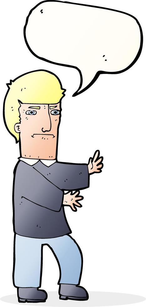 cartoon grumpy man with speech bubble vector