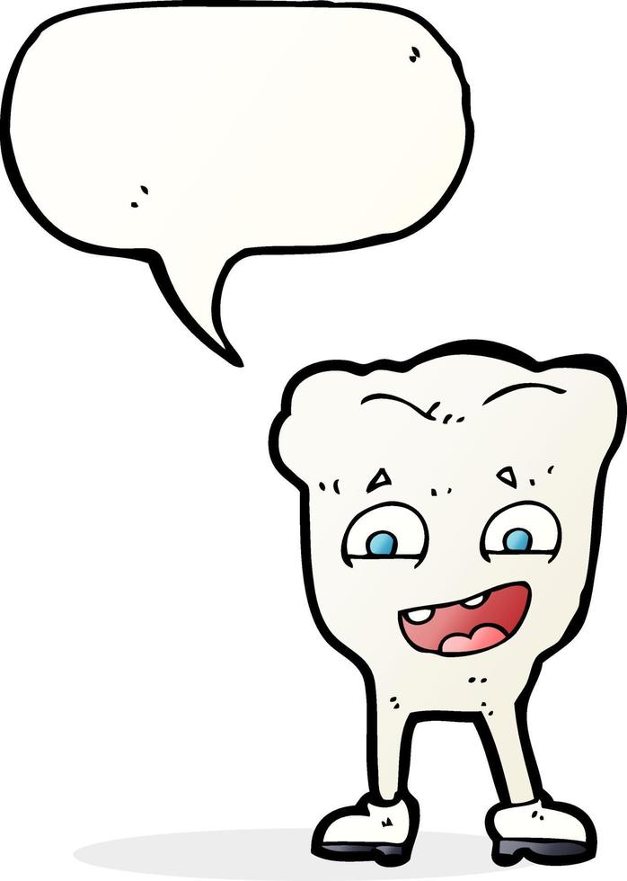 cartoon happy tooth with speech bubble vector