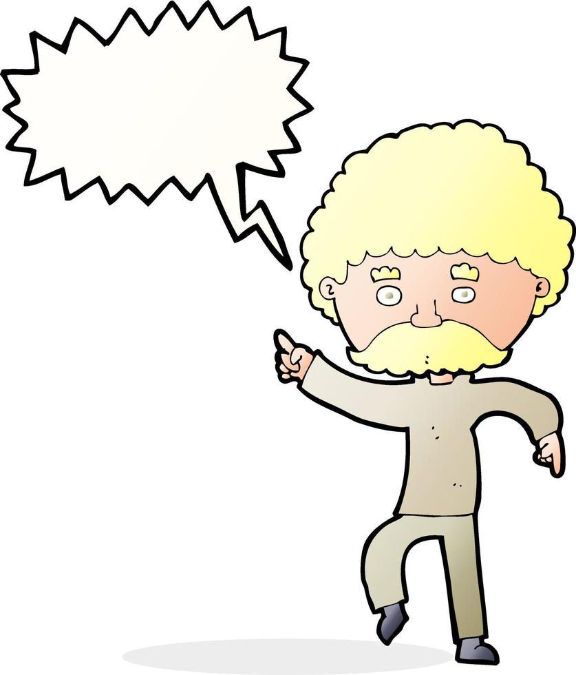 cartoon seventies style man disco dancing with speech bubble vector