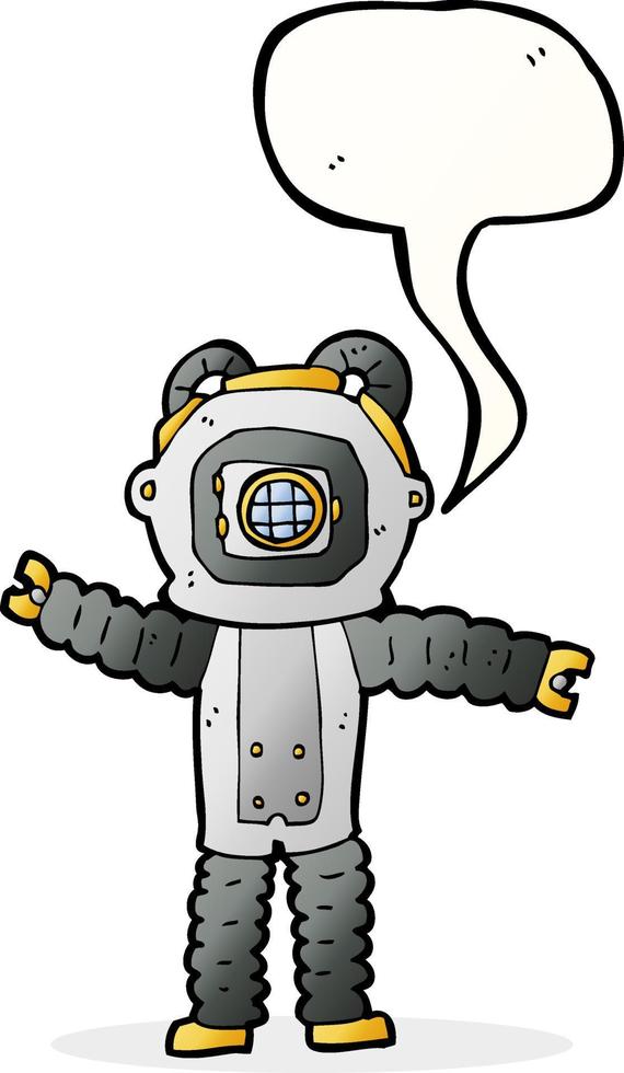 cartoon deep sea diver with speech bubble vector