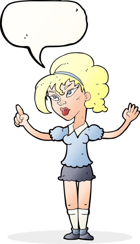 cartoon woman with idea with speech bubble vector