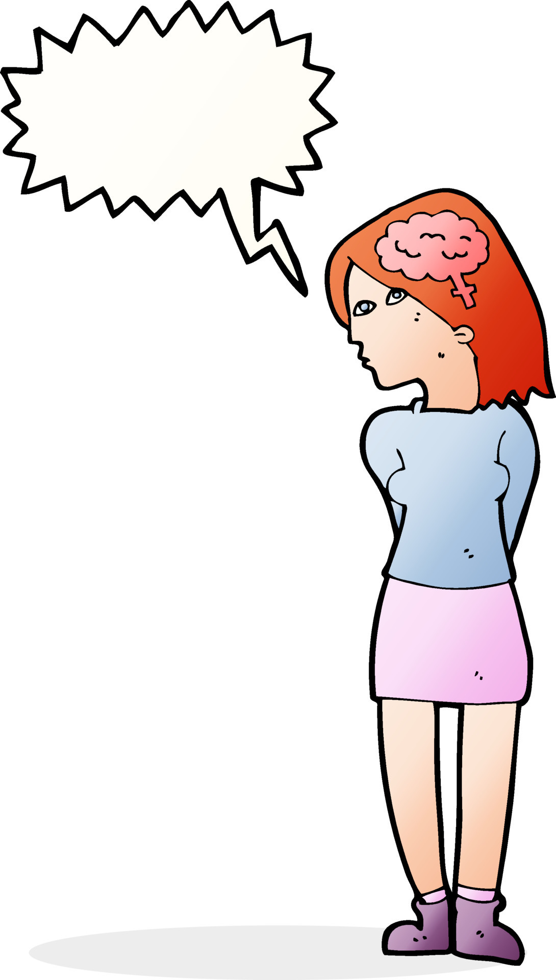 cartoon brainy woman with speech bubble 12350722 Vector Art at Vecteezy