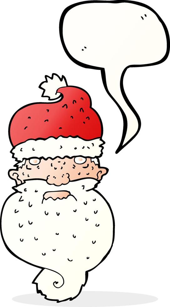 cartoon grim santa face with speech bubble vector