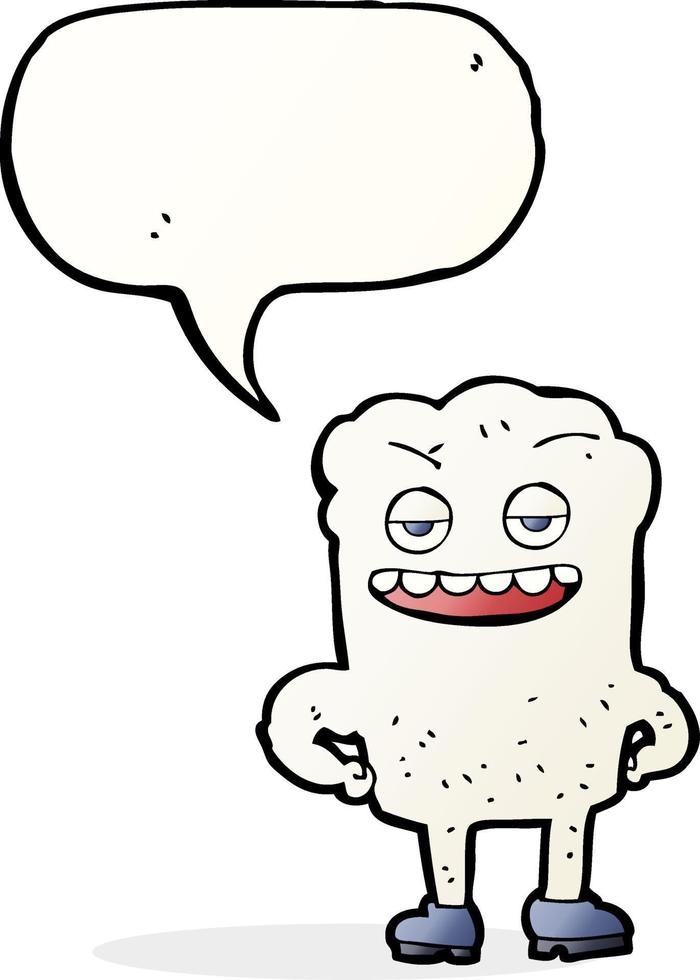 cartoon tooth looking smug with speech bubble vector