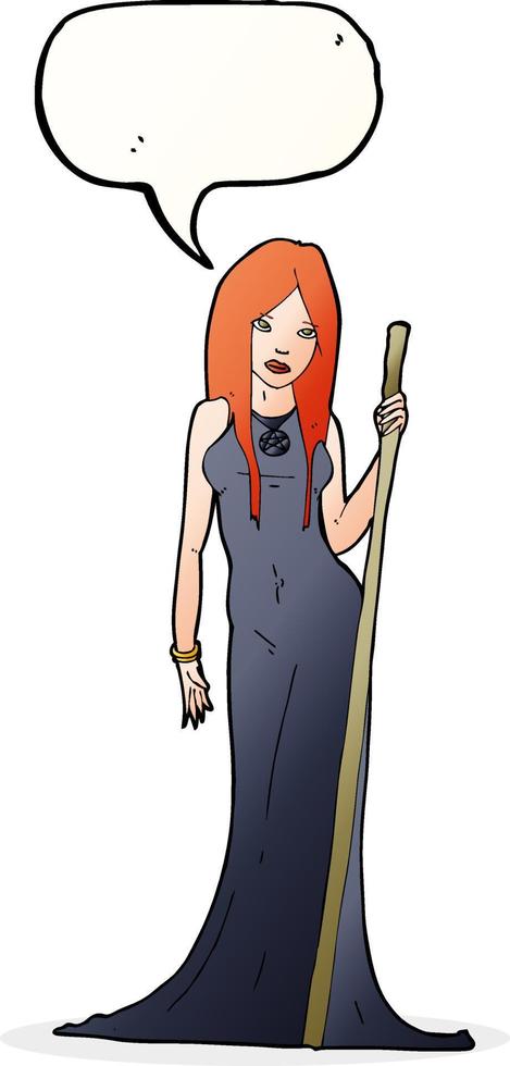 cartoon sorceress  with speech bubble vector