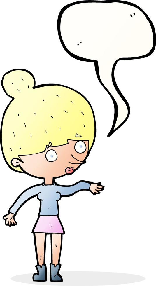 cartoon surprised woman with speech bubble vector
