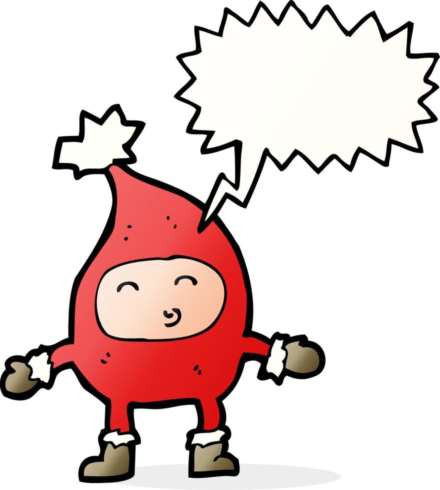 cartoon funny christmas character with speech bubble vector