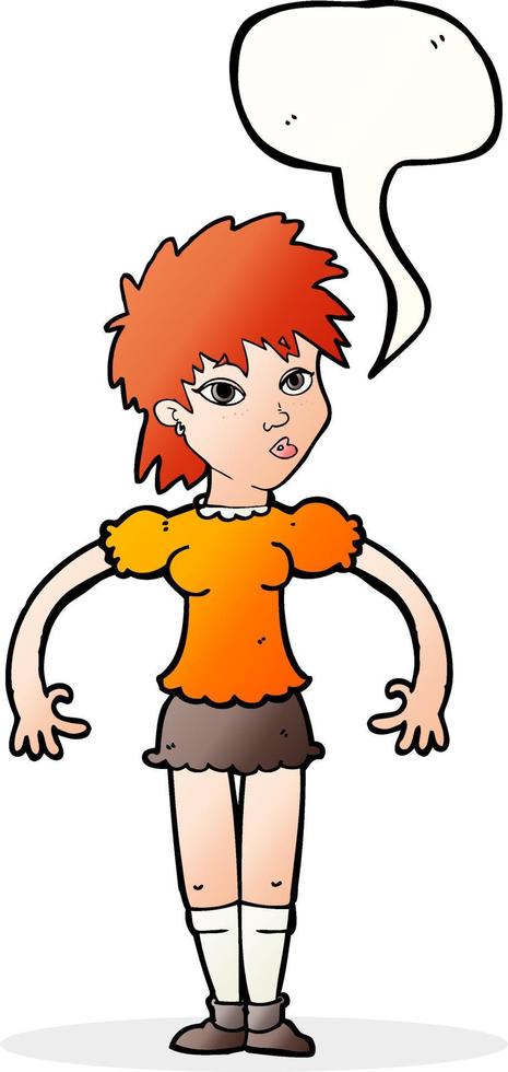 cartoon curious woman with speech bubble vector