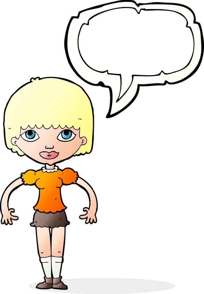cartoon girl with speech bubble vector