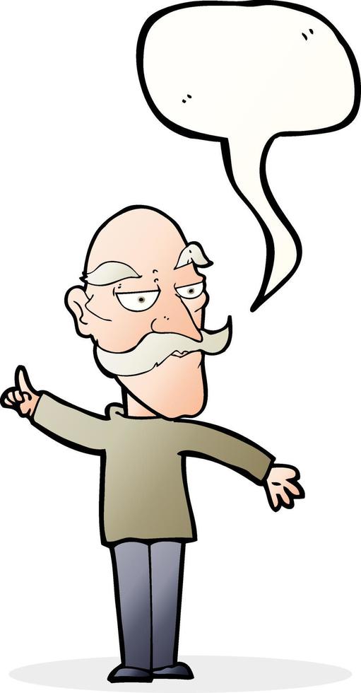 cartoon old man telling story with speech bubble vector