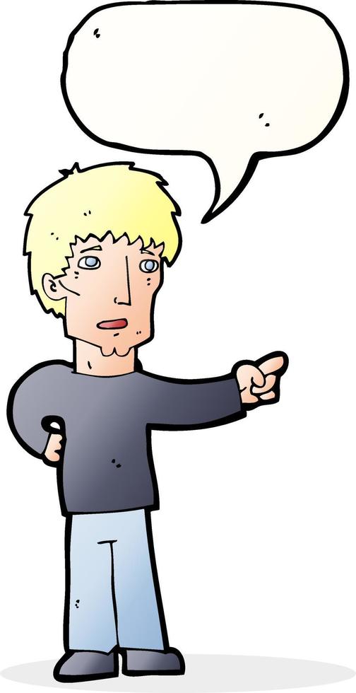 cartoon pointing man with speech bubble vector