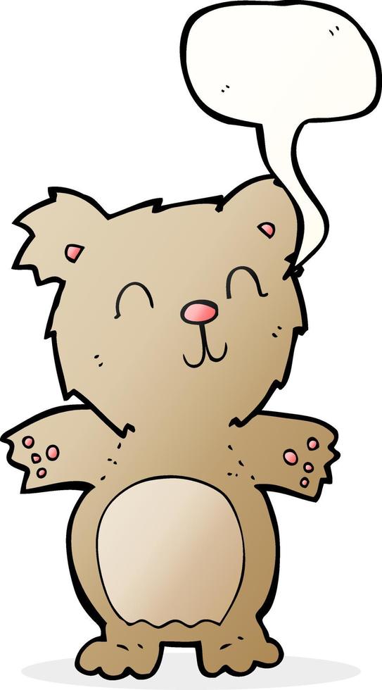 cartoon cute teddy bear with speech bubble vector