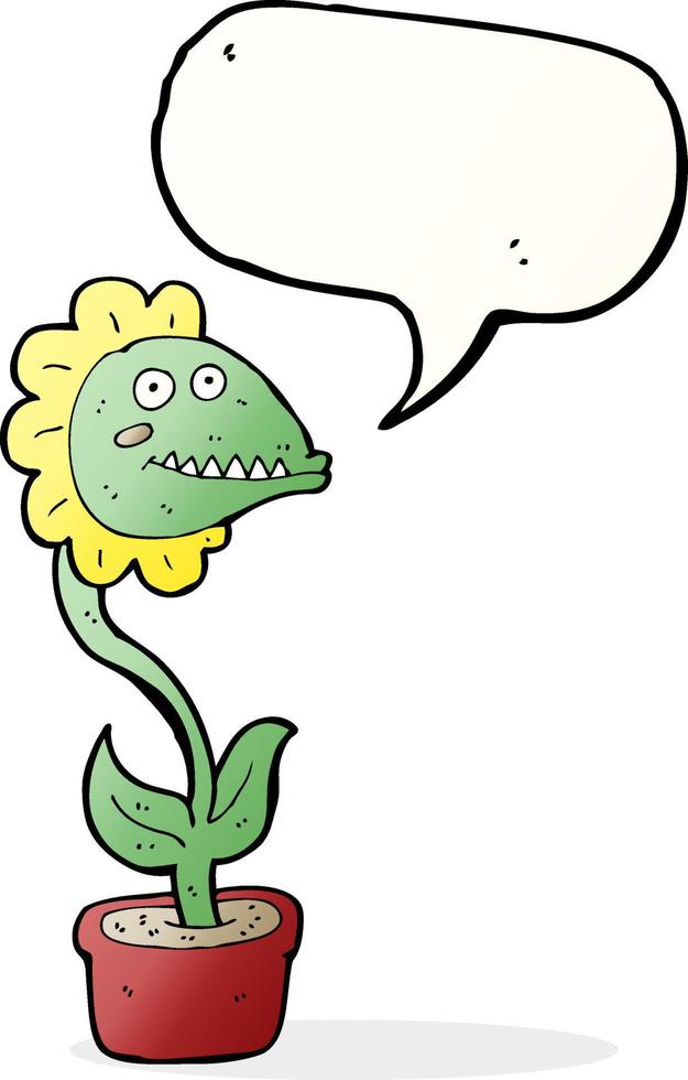 cartoon monster plant with speech bubble vector