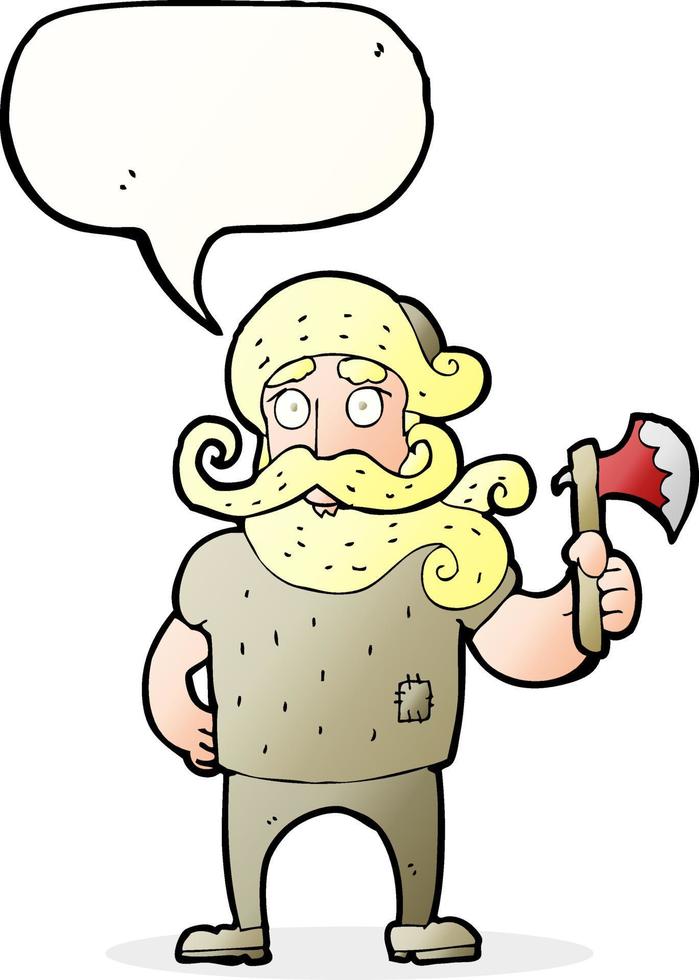 cartoon lumberjack with axe with speech bubble vector