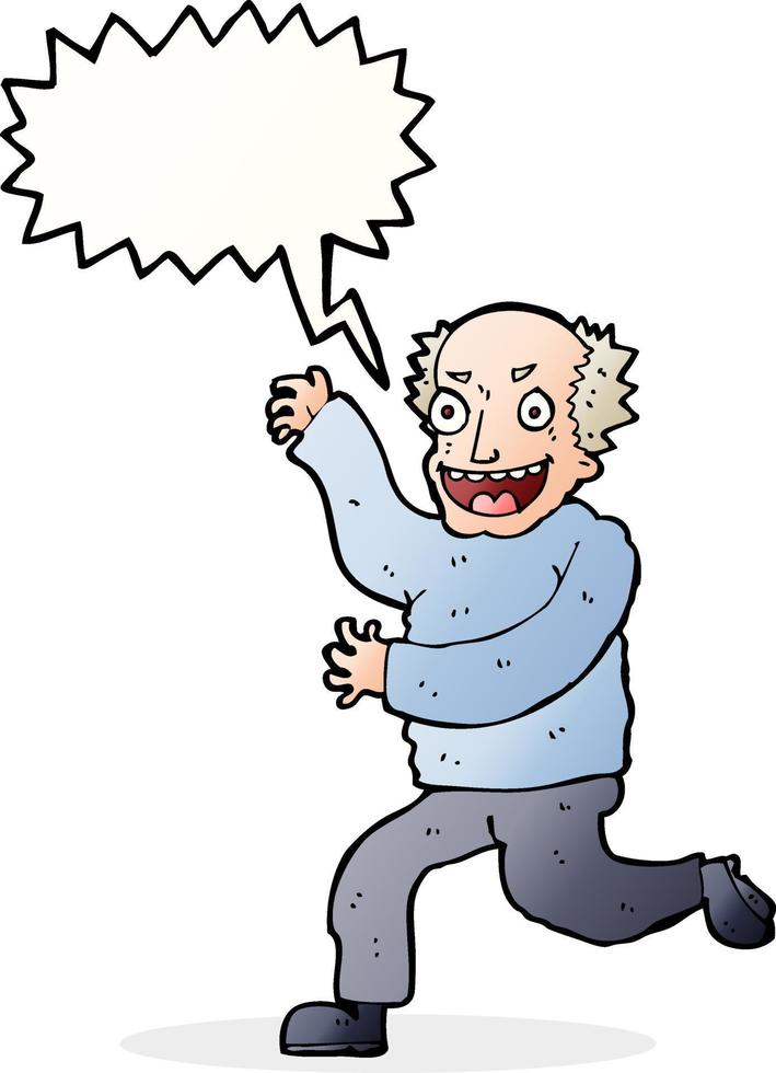 cartoon evil old man with speech bubble vector