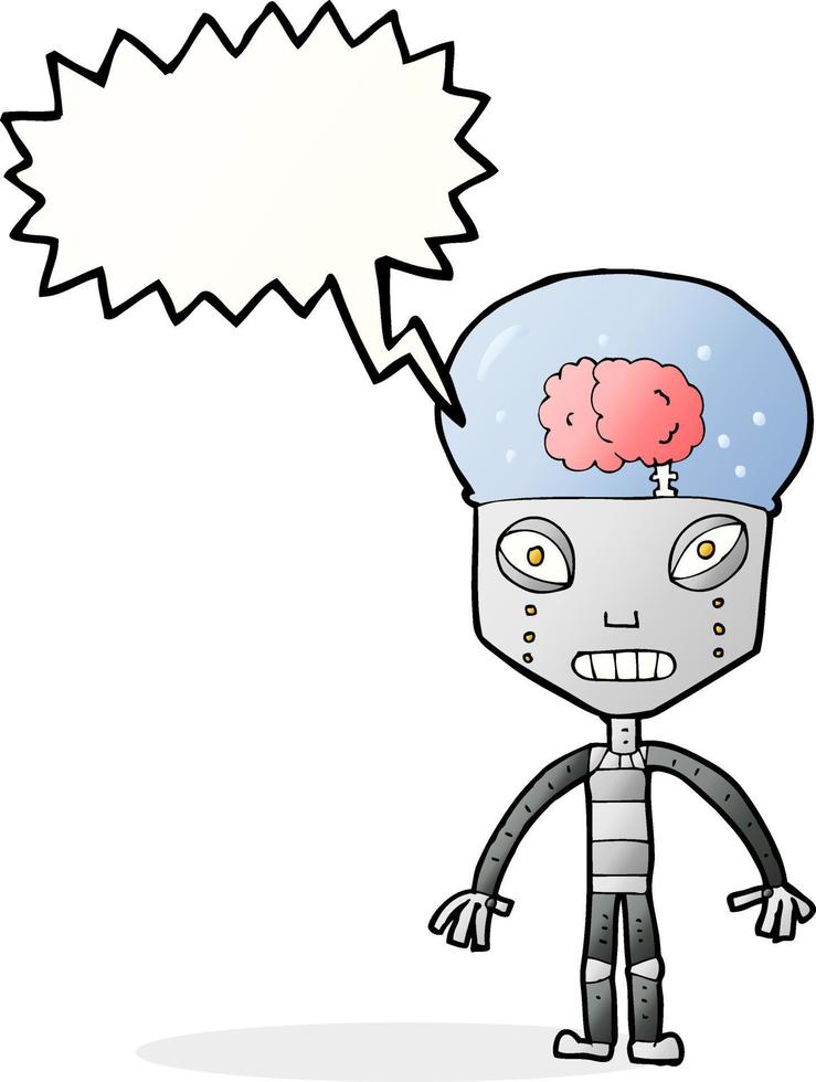 cartoonw weird robot with speech bubble vector