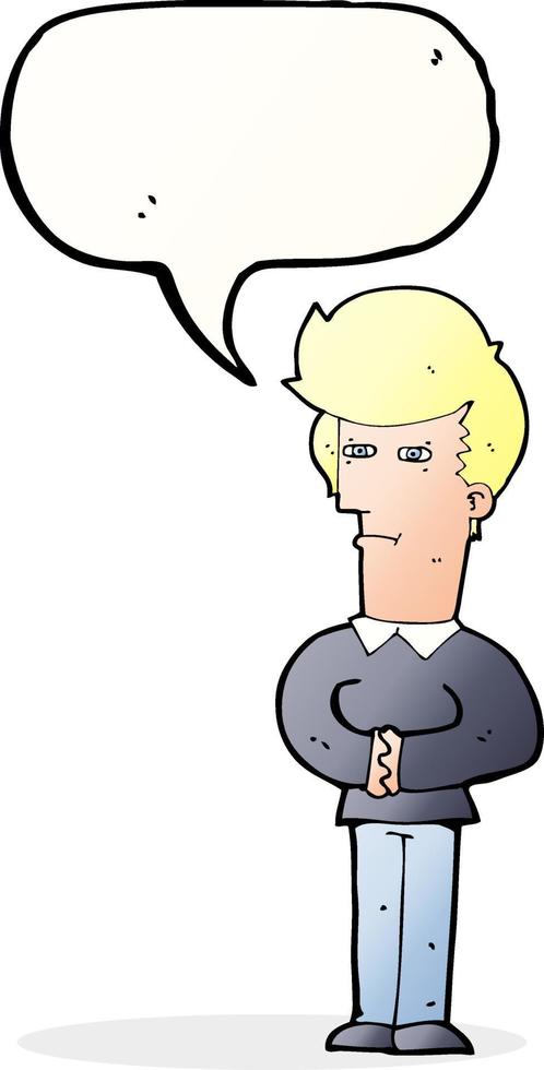 cartoon man narrowing his eyes with speech bubble vector