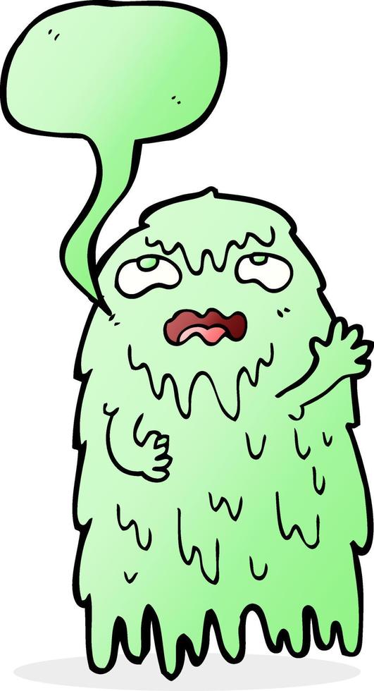 gross cartoon ghost with speech bubble vector