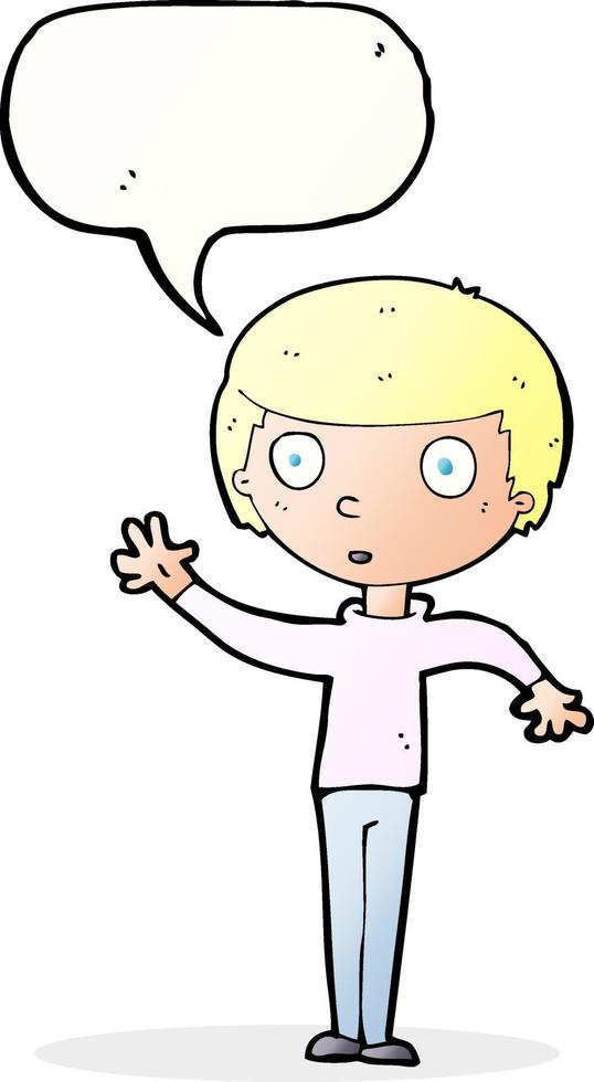 cartoon staring boy with speech bubble vector