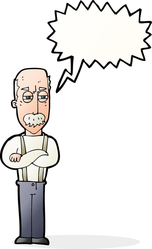 cartoon annoyed old man with speech bubble vector