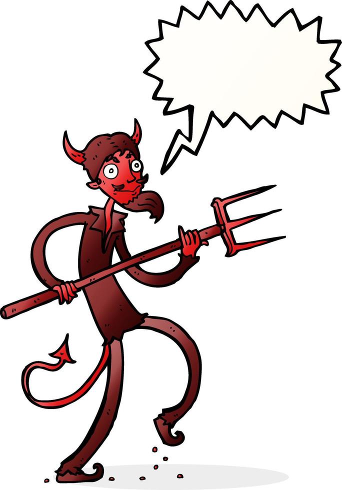 cartoon devil with pitchfork with speech bubble vector