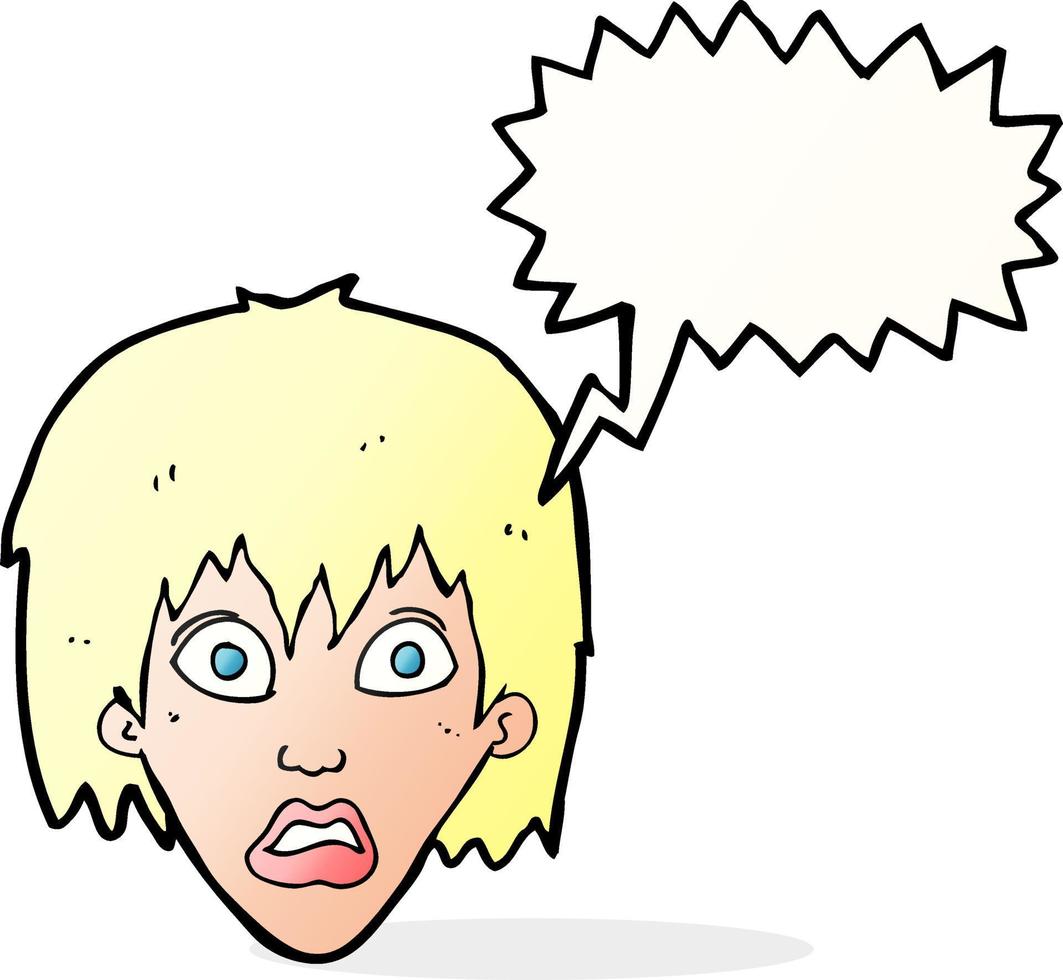 cartoon frightened woman with speech bubble vector