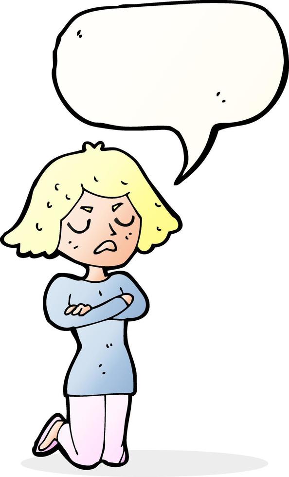 cartoon annoyed woman with speech bubble vector