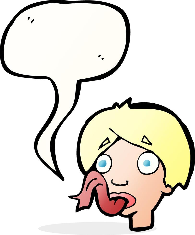 cartoon head sticking out tongue with speech bubble vector