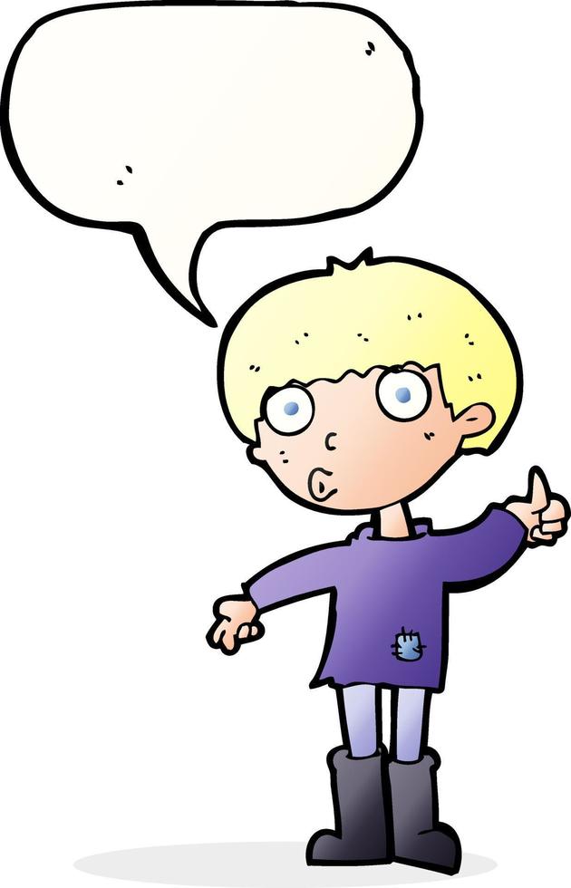 cartoon boy asking question with speech bubble vector