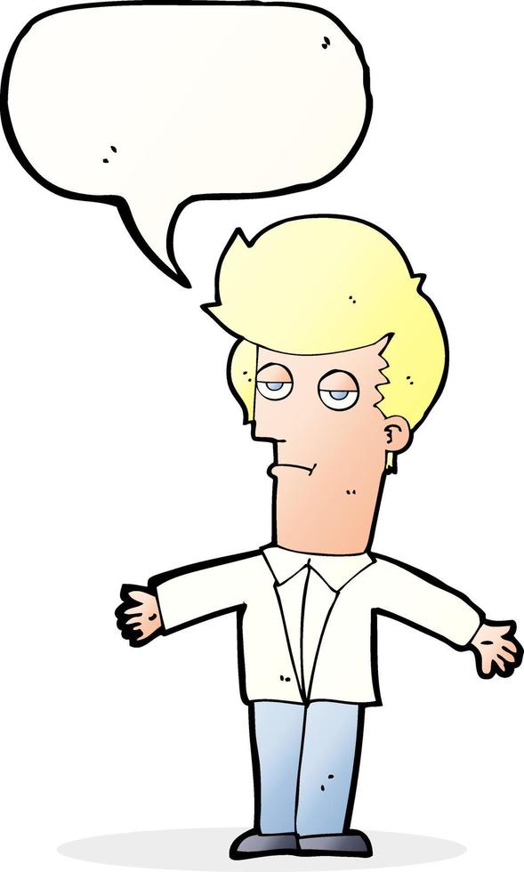 cartoon bored man with speech bubble vector