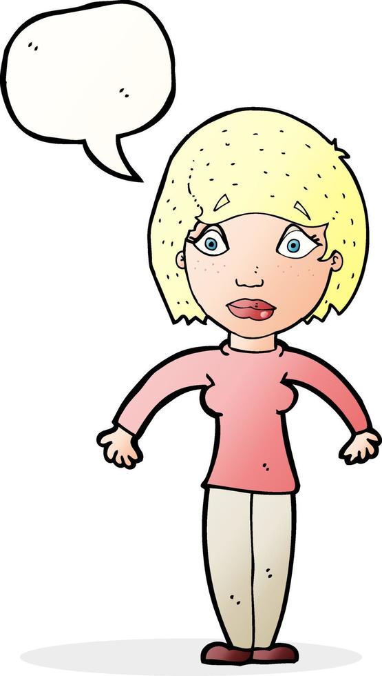 cartoon surprised woman with speech bubble vector