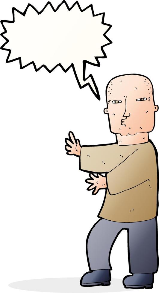 cartoon tough man  with speech bubble vector