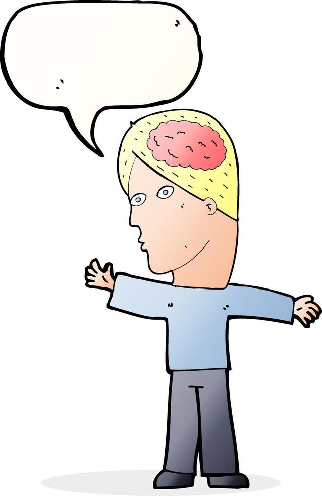 cartoon man with brain with speech bubble vector